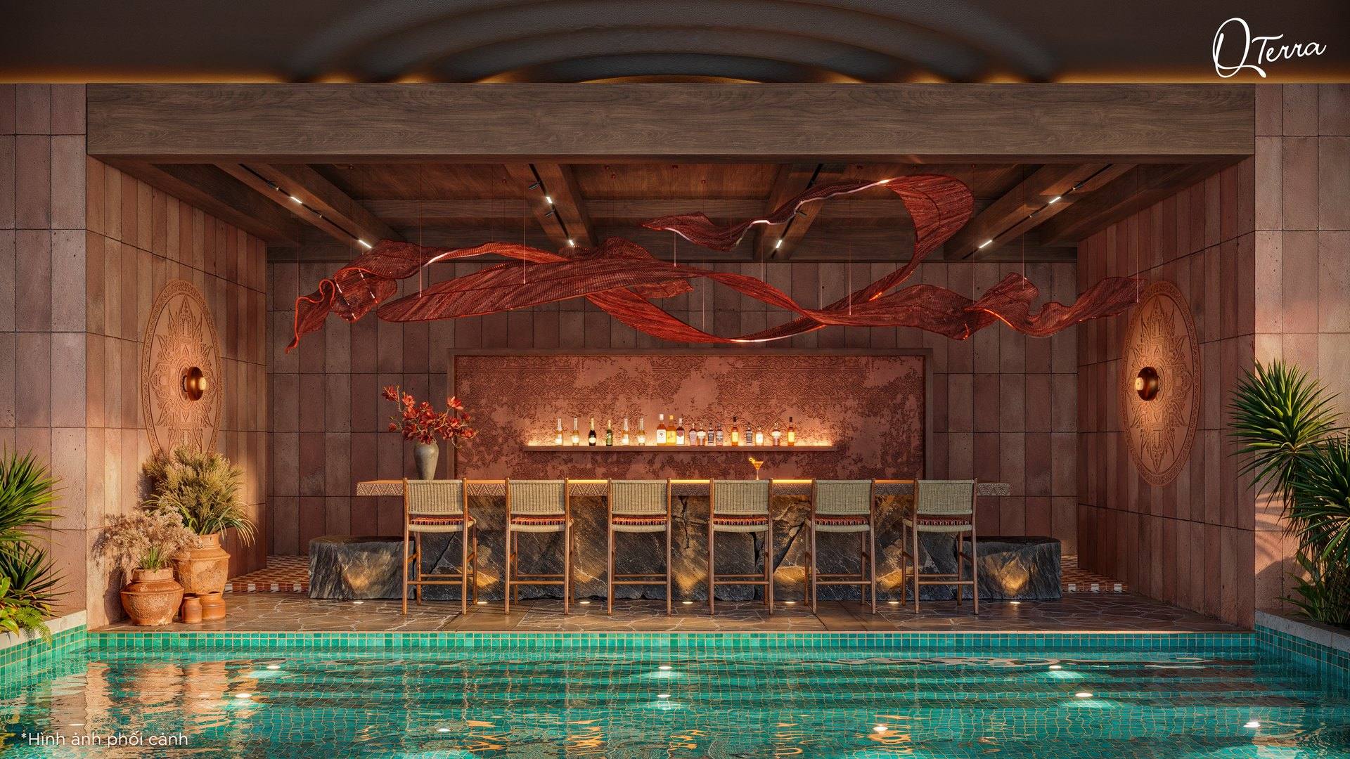 Pool bar tầng 21 tại Q'Terra